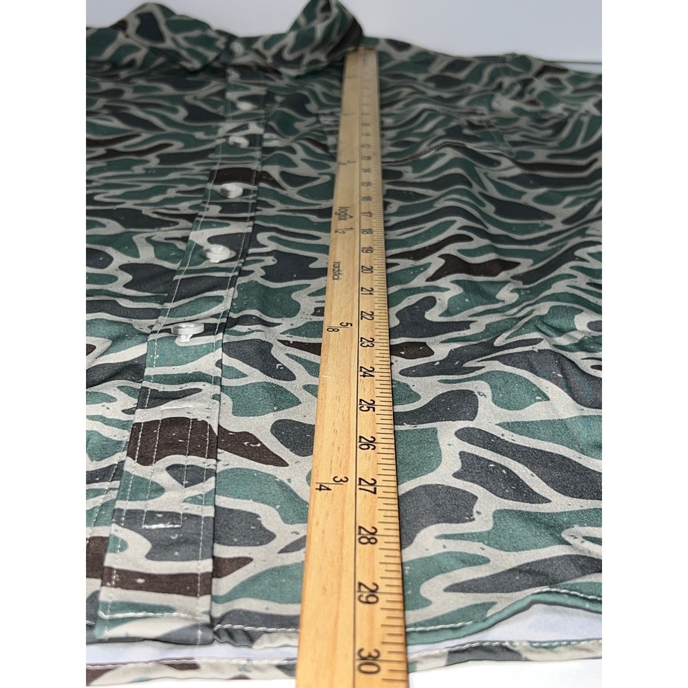 Burlebo Camo Button Down Shirt Mens L Green Brown Outdoor Short Sleeve Hunter - Picture 6 of 8